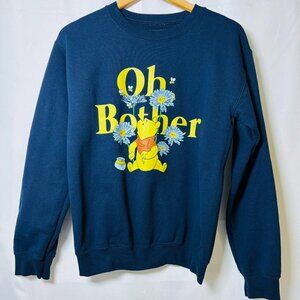 Oh Brother Pooh Graphic Sweatshirt Navy Blue Size Small